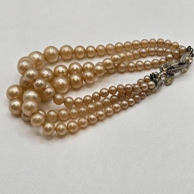 LOT 42: Beautiful Faux Pearl Neclaces , Bracelets, and Clip Earrings