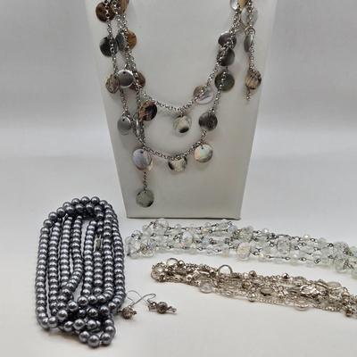 LOT 44: Various Necklaces and Cute Knitting Needle and Yarn Earrings