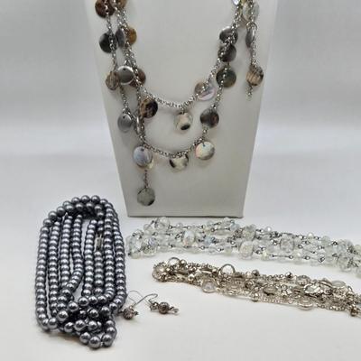 LOT 44: Various Necklaces and Cute Knitting Needle and Yarn Earrings