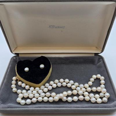 LOT 47: 26 Inch Cultured Pearl Necklace and Earring Set