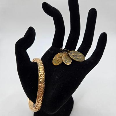 LOT 48: Vintage Gold filled Bracelet and Three Religious Medals