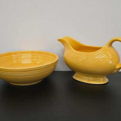 LOT 49: Fiesta Ware Bowl and Gravy Boat, Vintage Bonzo Salt & Pepper Shakers & More