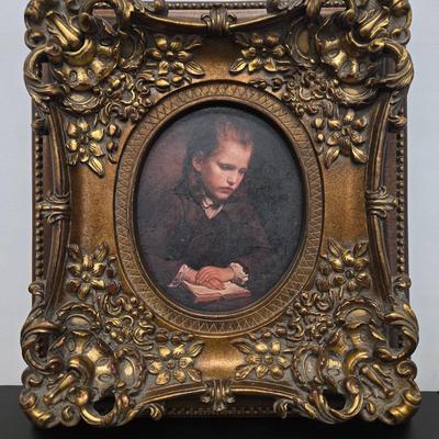 LOT 51: Charming Portrait of Girl in Ornate Frame / Decorative Arts Inc.