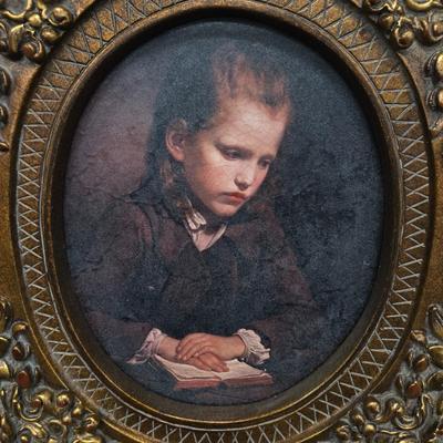 LOT 51: Charming Portrait of Girl in Ornate Frame / Decorative Arts Inc.