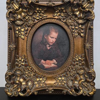 LOT 51: Charming Portrait of Girl in Ornate Frame / Decorative Arts Inc.