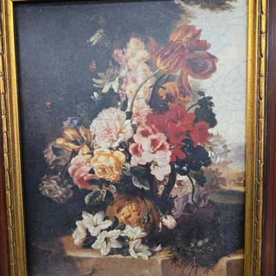 LOT 52: Still Life Floral Art in Beautiful, Ornate Frame / Decorative Arts Inc.