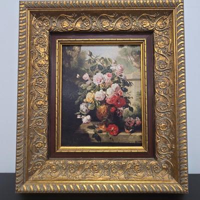 LOT 53: Still Life Floral Art in Beautiful Frame/ Decorative Arts Inc.
