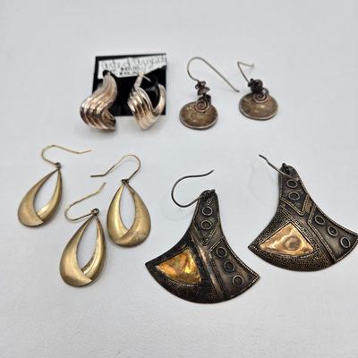LOT 57: Earring Collection: 925, 1/10 14Ky Gold Filled, Sterling Silver Isreal, 925 Italy