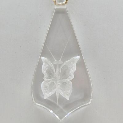 LOT 58: Five Gold-tone Chains/ One w/ Lucite Butterfly Pendant