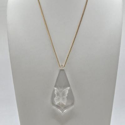 LOT 58: Five Gold-tone Chains/ One w/ Lucite Butterfly Pendant
