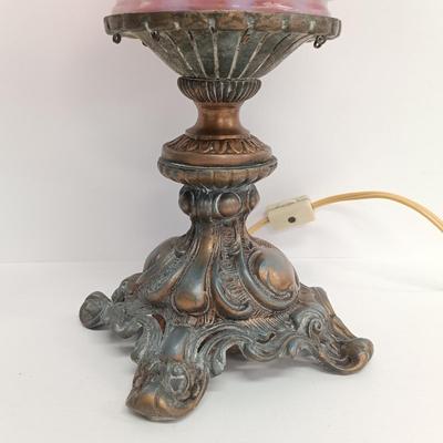 LOT 61: Fenton Cranberry Opalescent Coin Dot Table Lamp