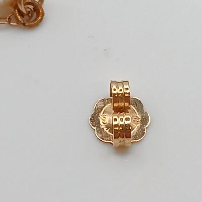 LOT 67: Set of (2) 14 KT Gold Earrings - Lab Ruby Hearts and Dangling Pearls