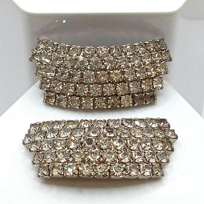 LOT 68: Vintage Rhinestone Brooches, Shoe Clips and Bracelet (Broken Clasp)