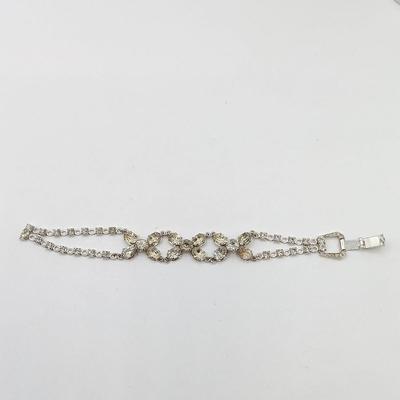 LOT 68: Vintage Rhinestone Brooches, Shoe Clips and Bracelet (Broken Clasp)