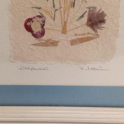 LOT 71: Set of (4) Signed Pressed Flower Art on Handmade Paper