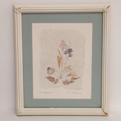 LOT 71: Set of (4) Signed Pressed Flower Art on Handmade Paper