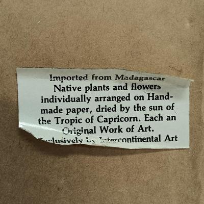LOT 71: Set of (4) Signed Pressed Flower Art on Handmade Paper