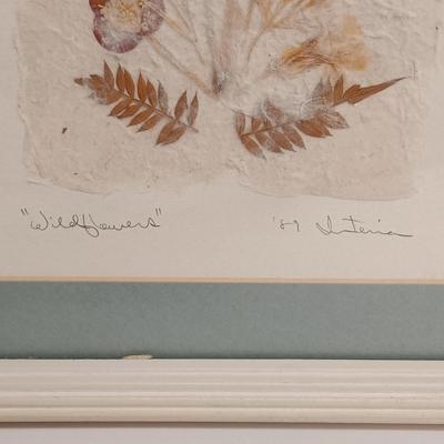 LOT 71: Set of (4) Signed Pressed Flower Art on Handmade Paper