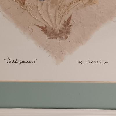 LOT 74: Set of (3) Signed Pressed Flower Art on Handmade Paper