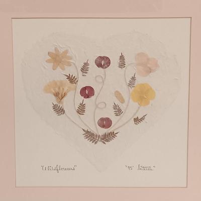 LOT 74: Set of (3) Signed Pressed Flower Art on Handmade Paper