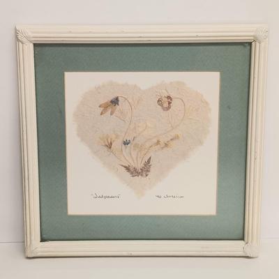 LOT 74: Set of (3) Signed Pressed Flower Art on Handmade Paper