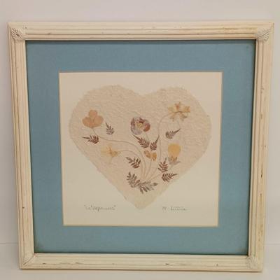 LOT 74: Set of (3) Signed Pressed Flower Art on Handmade Paper