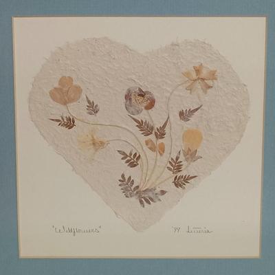 LOT 74: Set of (3) Signed Pressed Flower Art on Handmade Paper
