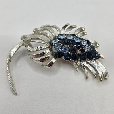 LOT 77: Blue Rhinestone Necklace, Bracelets, and Brooch