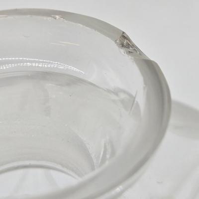LOT 93: "Diana" Purple Glass Vase and Clear Etched Glass Decanter w/ Lid