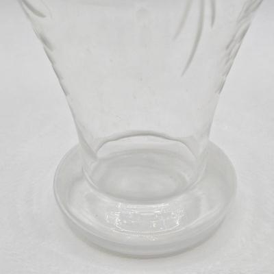 LOT 93: "Diana" Purple Glass Vase and Clear Etched Glass Decanter w/ Lid