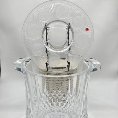 LOT 94: Two Handled Crystal Ice Bucket and "Crysal Coin" Plate
