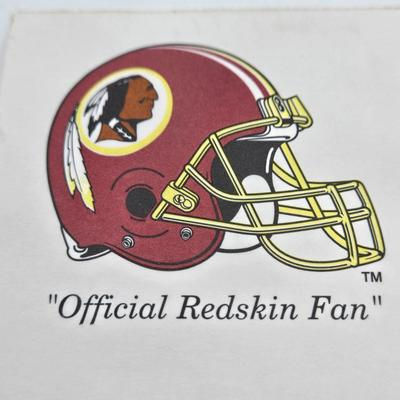 LOT 97: Vintage MCM Sewing Box w/ Removable Tray, Pressed Flower Framed Artwork, 1993 Hallmark Ornament in Original Box, NFL Redskins Pen...