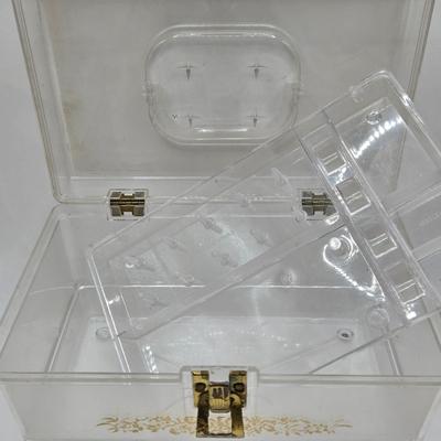 LOT 97: Vintage MCM Sewing Box w/ Removable Tray, Pressed Flower Framed Artwork, 1993 Hallmark Ornament in Original Box, NFL Redskins Pen...