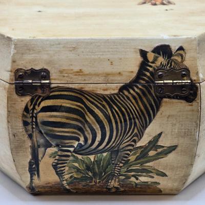 LOT 98: Twin Rattan Woven Basket w/Metal Feet, Tribal Spin Drum, and "Billie Ross of the Palm Beaches" Lined Small Chest