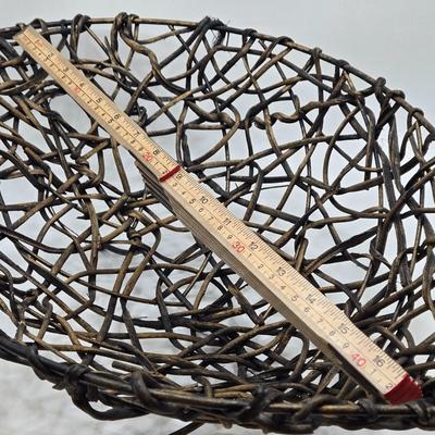LOT 98: Twin Rattan Woven Basket w/Metal Feet, Tribal Spin Drum, and "Billie Ross of the Palm Beaches" Lined Small Chest