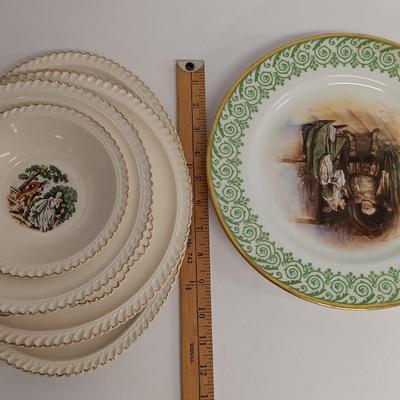 LOT 106: Harker Pottery Co. Colonial China with Limoges France Plates and Teacups