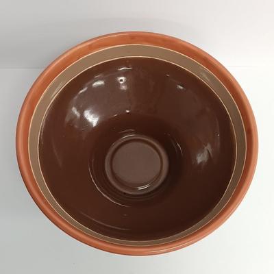 LOT 107: Vietnam Made Pottery Checkerboard Vase and Striped Bowl