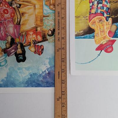 LOT 108: Set of (4) Wonda Y. Hillard Art Prints with Art Book and Samuel R. Byrd Art Print