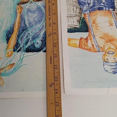 LOT 108: Set of (4) Wonda Y. Hillard Art Prints with Art Book and Samuel R. Byrd Art Print