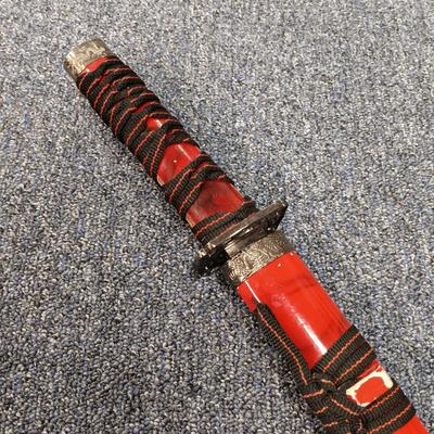 LOT 116: 3-Piece Red Katana Sword Set