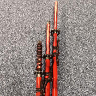 LOT 116: 3-Piece Red Katana Sword Set