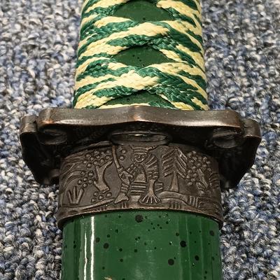 LOT 119: 3-Piece Green Katana Sword Set