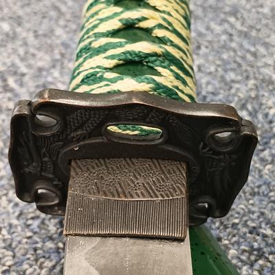 LOT 119: 3-Piece Green Katana Sword Set