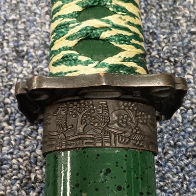 LOT 119: 3-Piece Green Katana Sword Set