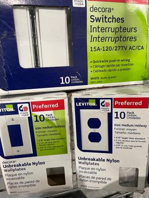 New electrical outlets, switches, and covers plus miscellaneous