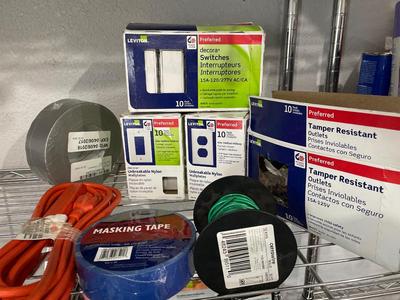 New electrical outlets, switches, and covers plus miscellaneous