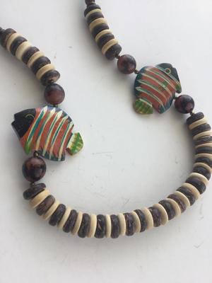 Vintage wooden fish necklace