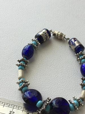 Beautiful blue beaded vintage bracelet