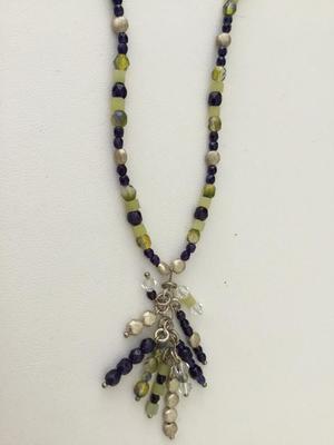 Vintage green and blue beaded necklace