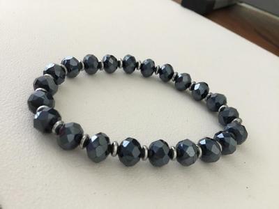 Blue stretchy beaded fashion bracelet